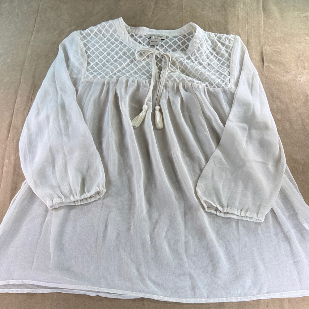 Lucky Brand Cream Sheer Blouse